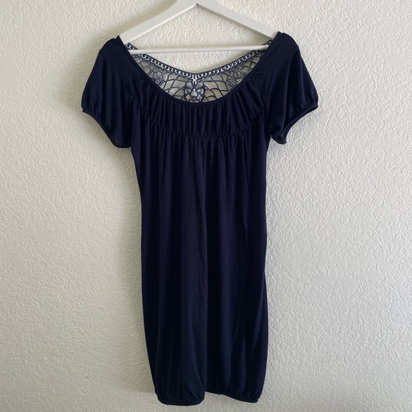 Dark Blue Crochet Back Dress – Women’s Size Small - Picture 2 of 5